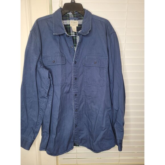 L.L. Bean Mens Chore Jacket Shacket Flannel lined Blue XL Barn Trucker Heritage - Picture 1 of 7